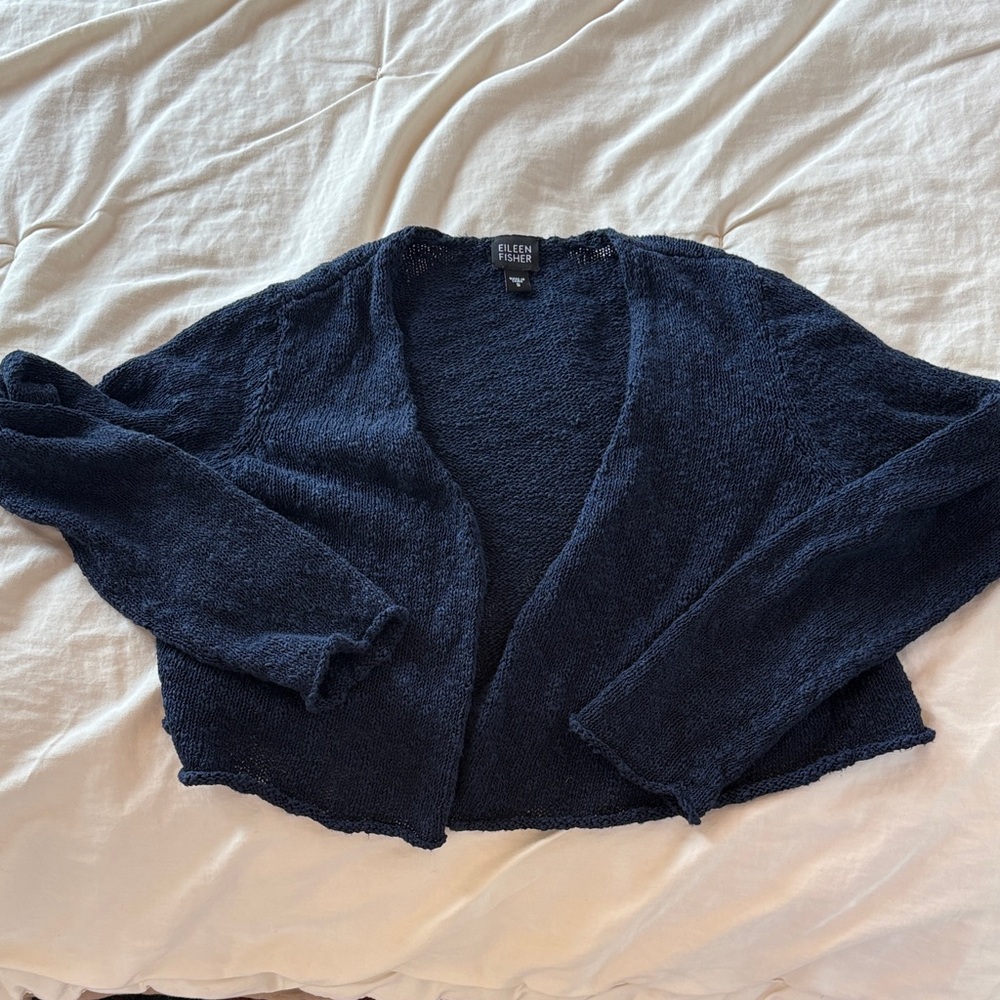 Eileen Fisher Women's Deep Blue Cropped Cardigan